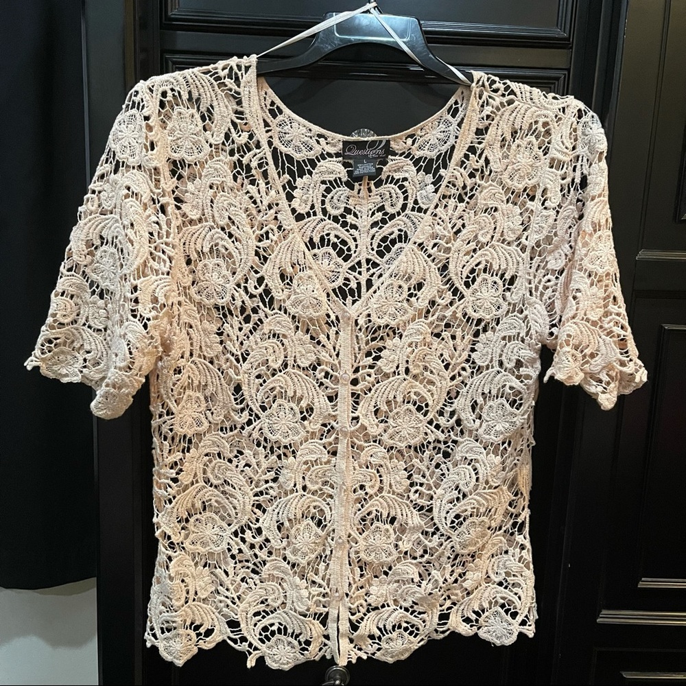 Taupe/Beige Crop Lace Jacket